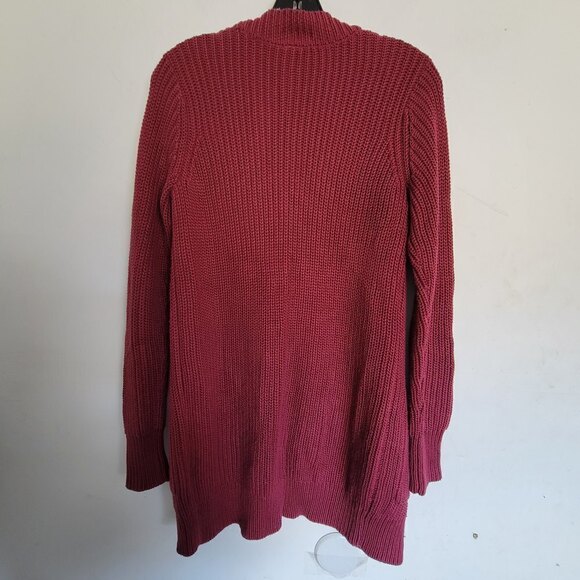 H&M Burgundy Red Maroon Oversize Chunky Knit Long Sleeve Open Cardigan Sweater 2 - Picture 3 of 10
